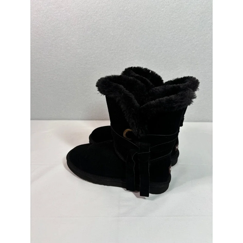 Lamo Women Black Suede Faux Fur Lined Mid-Calf Winter Boots Size 7 DFL50000660